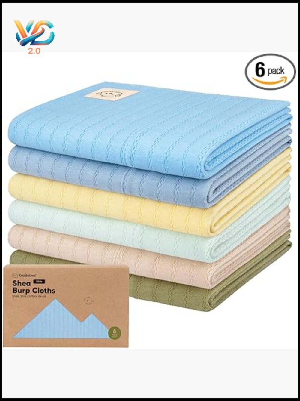 6-Pack Organic Cotton Burp Cloths Soft Absorbent Newborn Baby Burping Cloths